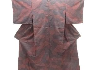 石畳模様織り出し手織り紬単衣着物